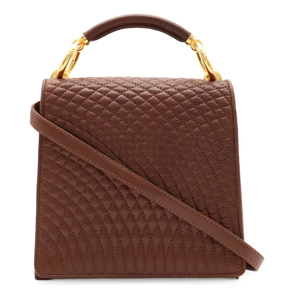 BALLY quilted handbag/shoulder bag/pouch, leather, brown.